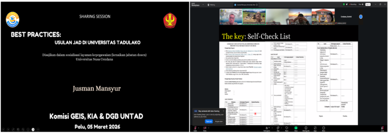 Untad Berbagi Praktik Baik Pengusulan Guru Besar dan Lektor Kepala dalam Sharing Session di Undana